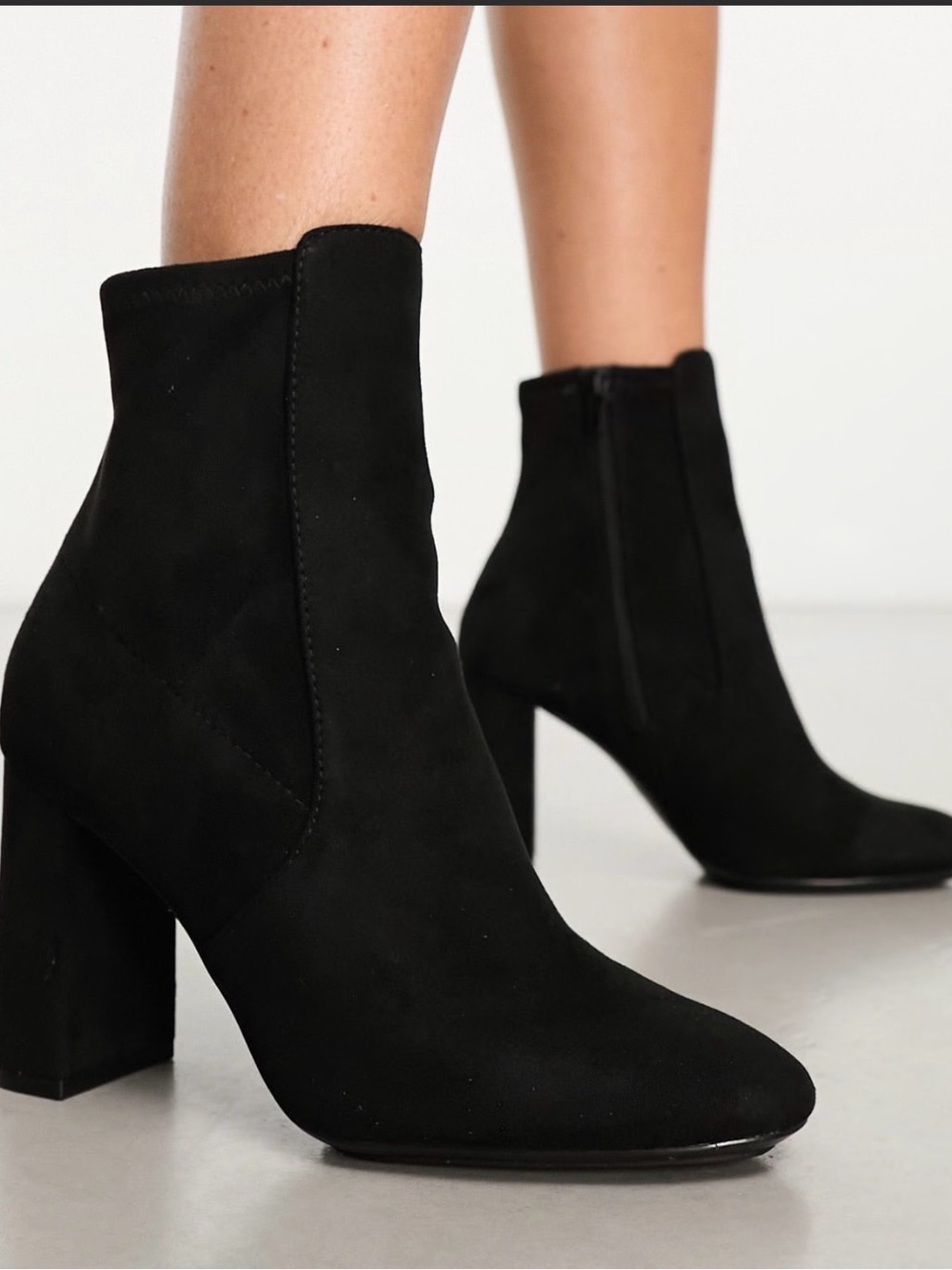 ALDO Black Suede Block Heel Ankle Boots - Women's Size 8 (4" Heel)